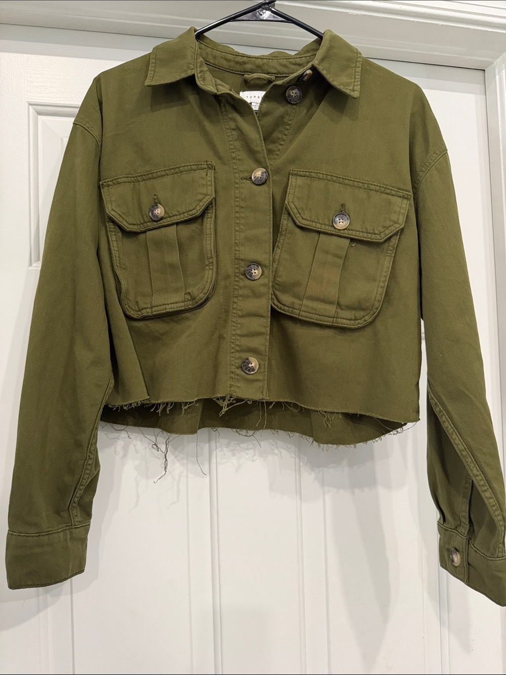 Topshop Olive Green Cropped Utility Jacket